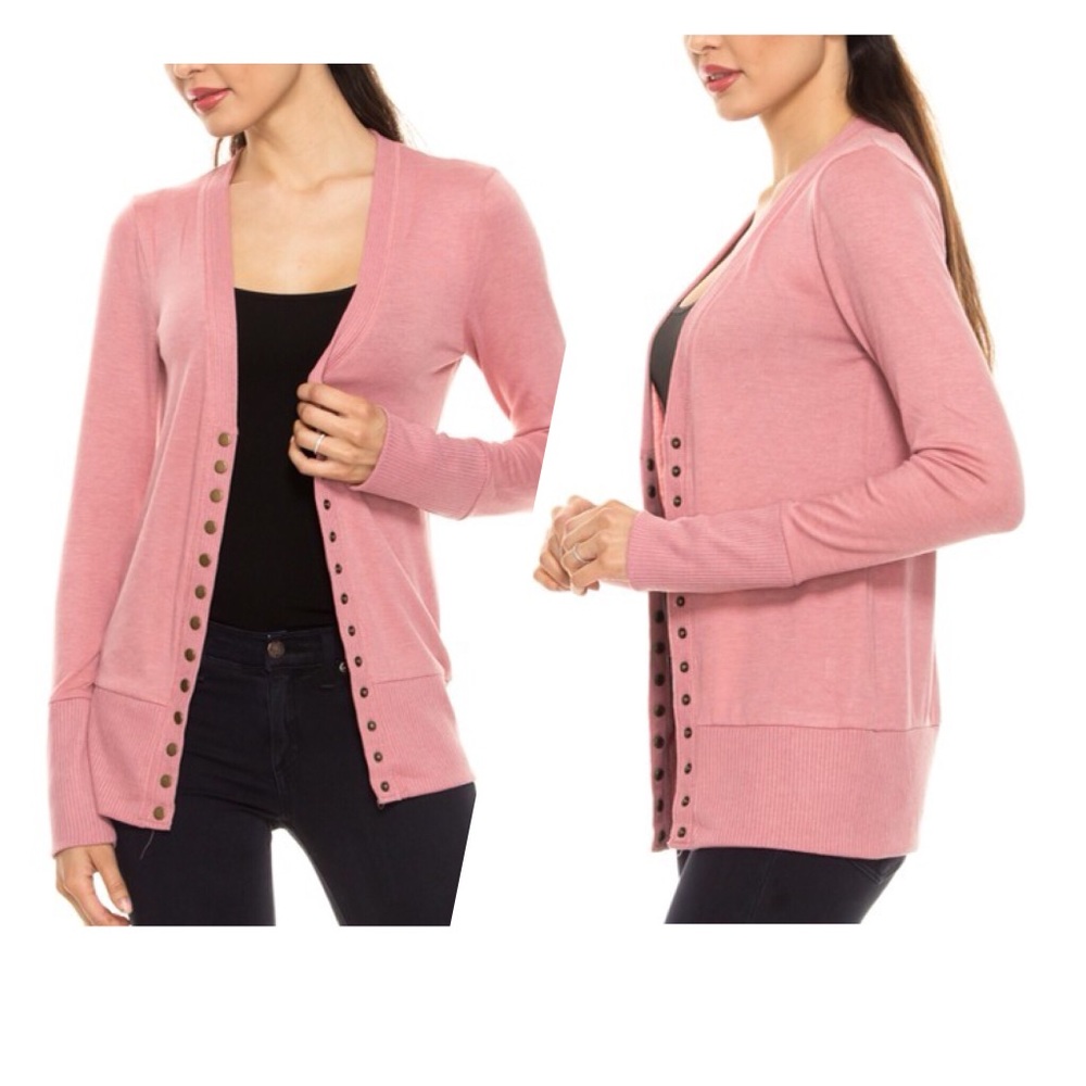 ✳️ Snap Front Cardigan (Dusty Rose)